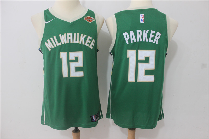 Men Milwaukee Bucks 12 Parker Green Game Nike NBA Jerseys